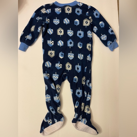 HOLIDAY#FAMJAMS HANUKKAH DANCING DREIDELS FOOTSIE PAJAMAS 6-12 MONTH - Picture 2 of 4
